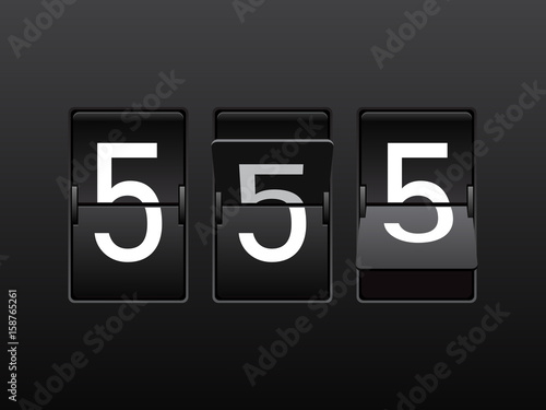 Retro flip score board. Number 5.