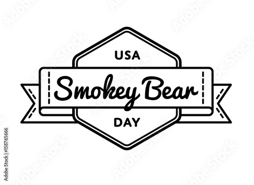 USA Smokey Bear day emblem isolated vector illustration on white background. 9 august american holiday event label, greeting card decoration graphic element
