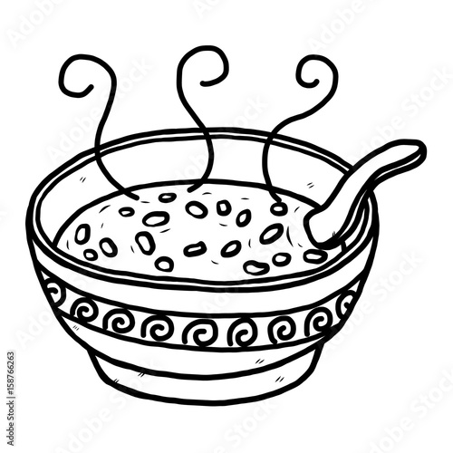 soup / cartoon vector and illustration, black and white, hand drawn, sketch style, isolated on white background.