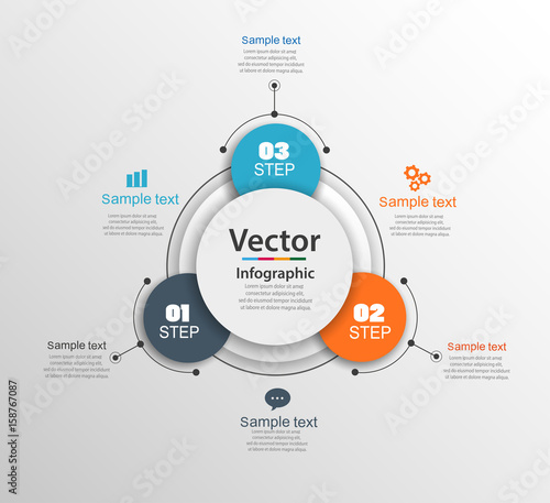 Infographic design template can be used for workflow layout, diagram, number options, web design. Infographic business concept with 3 options, parts, steps or processes.Vector eps 10