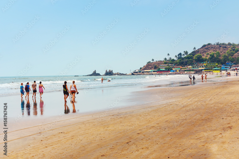 Obraz premium Landscape of the sea, sandy beach and sky.