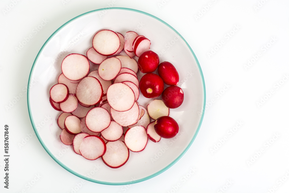 Fresh crispy radish, sliced slices Fresh crispy radish, sliced slices