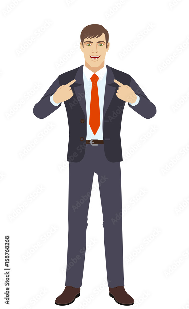 Businessman pointing at himself Businessman pointing at himself