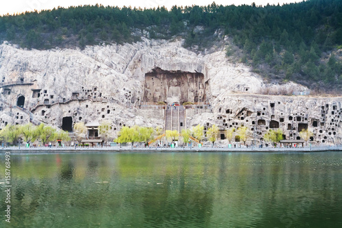 View of West Hill with Buddha statue in Longmen photo