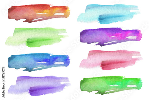 Abstract watercolor brush strokes painted background. Isolated. Collection.