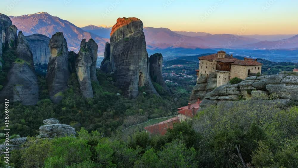 Sunrise in Monasteries of Meteora time lapse Sunrise in Monasteries of Meteora time lapse