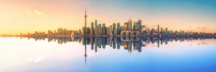 Fototapete Kanada Toronto Skyline Spiegelpanorama  © Simon Velazquez