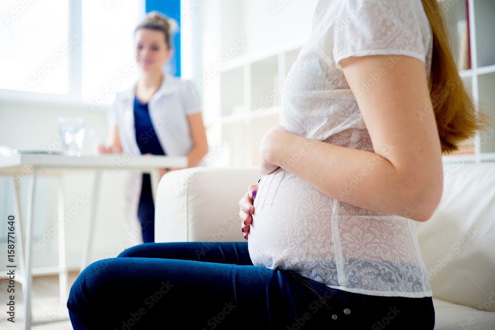 Fototapeta premium Pregnant girl at a doctor's appointment