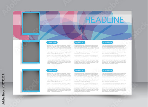 Flyer, brochure, billboard template design landscape orientation for education, presentation, website. Pink and blue color. Editable vector illustration.