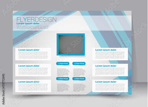 Flyer, brochure, billboard template design landscape orientation for education, presentation, website. Blue color. Editable vector illustration.