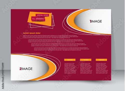 Flyer, brochure, billboard template design landscape orientation for education, presentation, website. Red and orange color. Editable vector illustration.