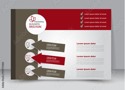 Flyer, brochure, billboard template design landscape orientation for education, presentation, website. Brown and red color. Editable vector illustration.