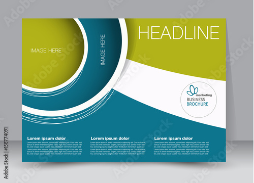 Flyer, brochure, billboard template design landscape orientation for education, presentation, website. Green and blue color. Editable vector illustration.
