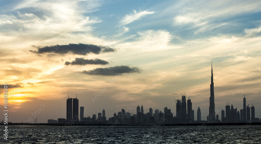 Dubai skyline at Sunset