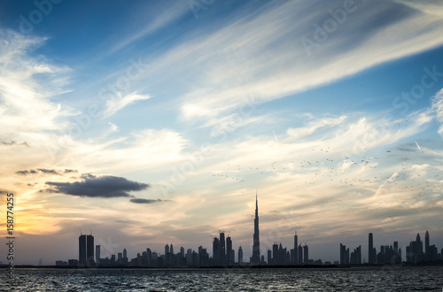 Dubai skyline at Sunset