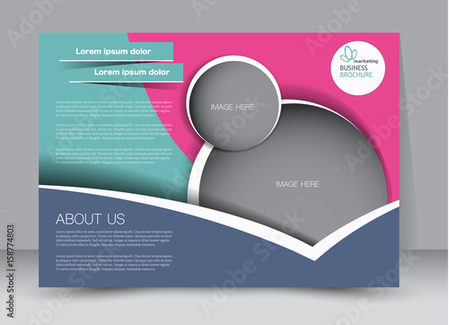 Flyer, brochure, billboard template design landscape orientation for education, presentation, website. Blue and pink color. Editable vector illustration.