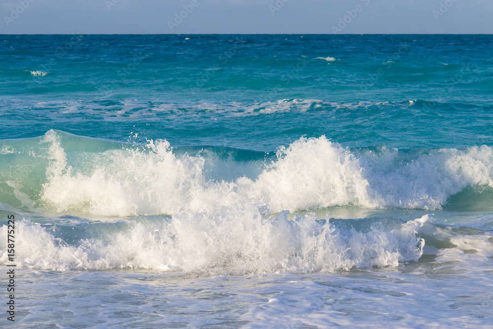 Big waves hitting the beach in Cuba