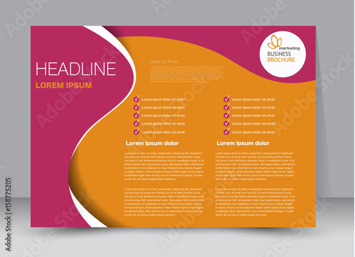 Flyer, brochure, billboard template design landscape orientation for education, presentation, website. Pink and orange color. Editable vector illustration.