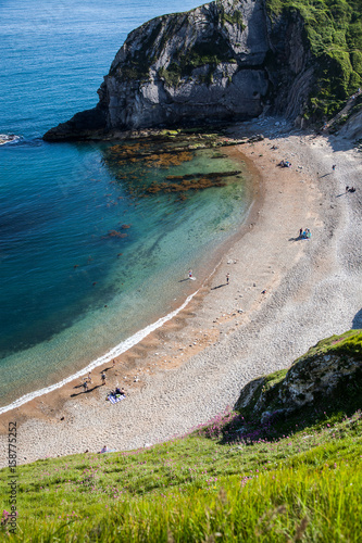 beautiful hidden beach on the Jurassic Coast of Dorset, UK - Britiish summer holiday destination