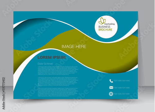 Flyer, brochure, billboard template design landscape orientation for education, presentation, website. Blue and green color. Editable vector illustration.