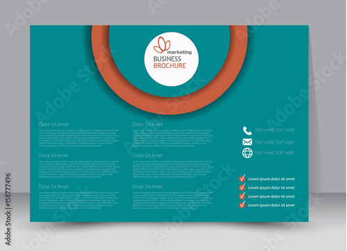 Flyer, brochure, billboard template design landscape orientation for education, presentation, website. Orange and blue color. Editable vector illustration.