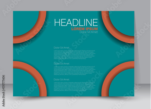 Flyer, brochure, billboard template design landscape orientation for education, presentation, website. Orange and blue color. Editable vector illustration.