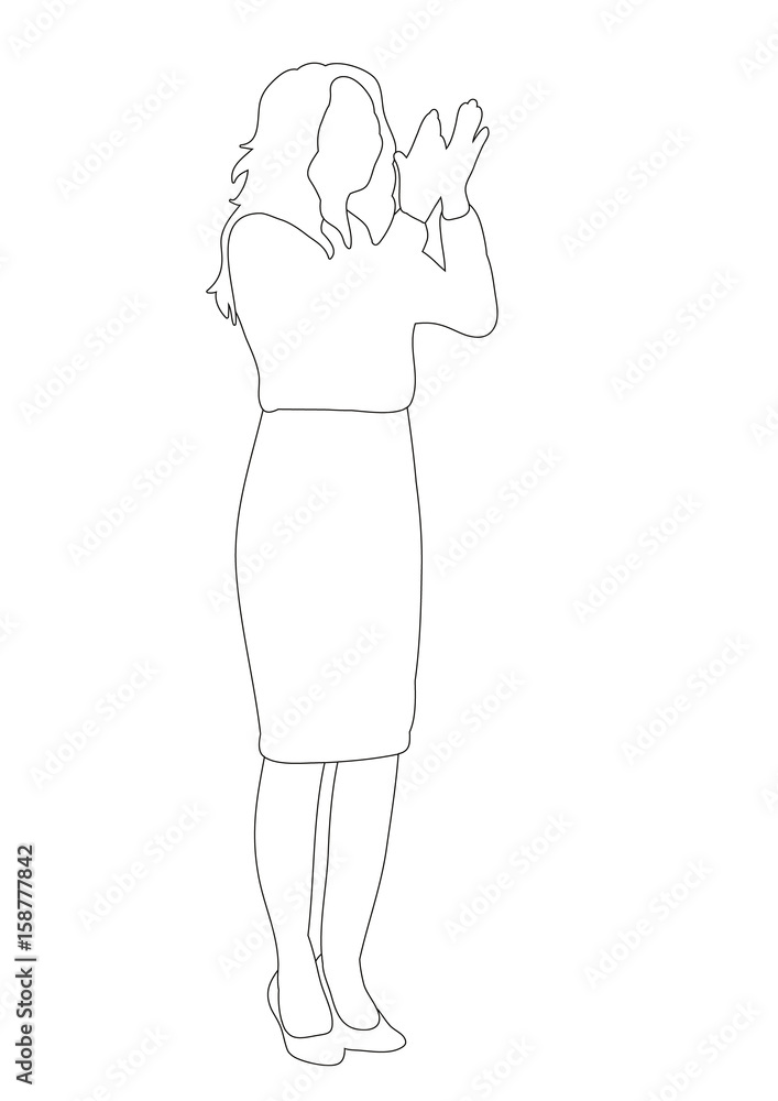 Vector, isolated, outlines girl sketch, outline