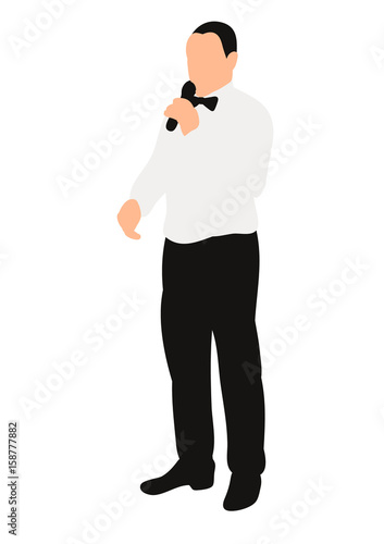 Vector, isolated, silhouette sings into a microphone