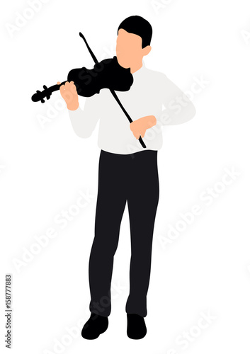 Vector, isolated, silhouette guy playing the violin