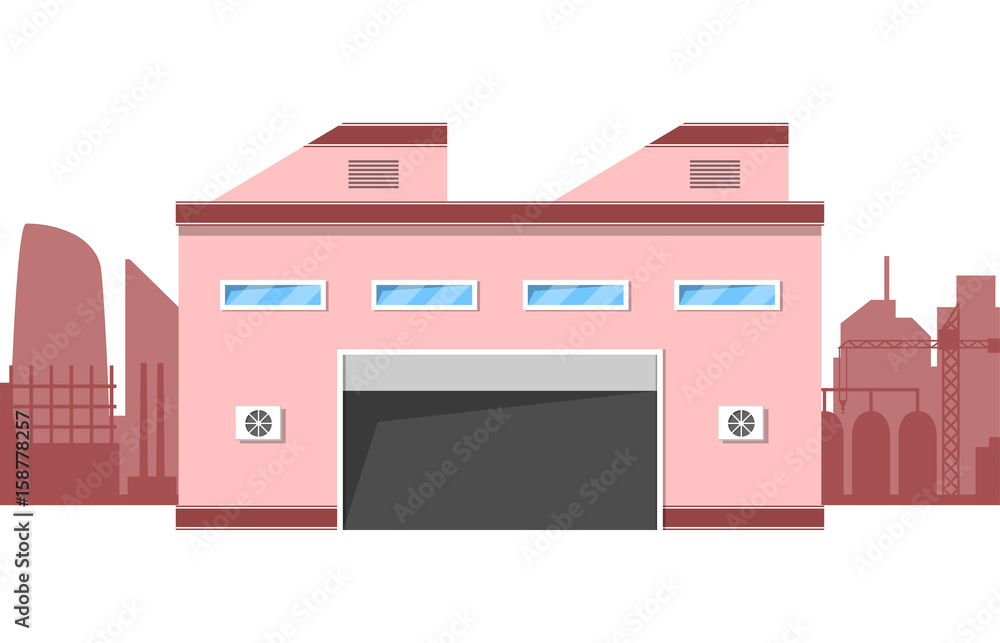 Warehouse logistics building. Storage icon. Storage in flat style. Vector illustration