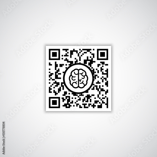 QR code with human brain icon	