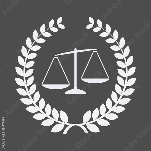 Isolated laurel wreath with  an unbalanced weight scale