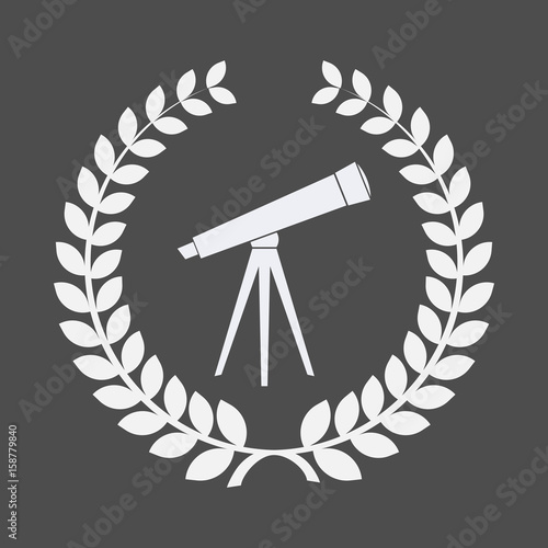 Isolated laurel wreath with a telescope