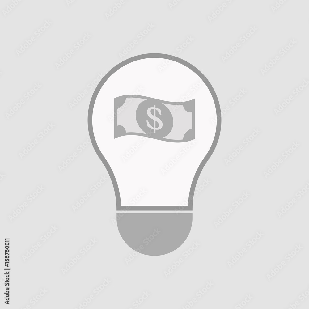 Isolated light bulb with a dollar bank note Isolated light bulb with a dollar bank note