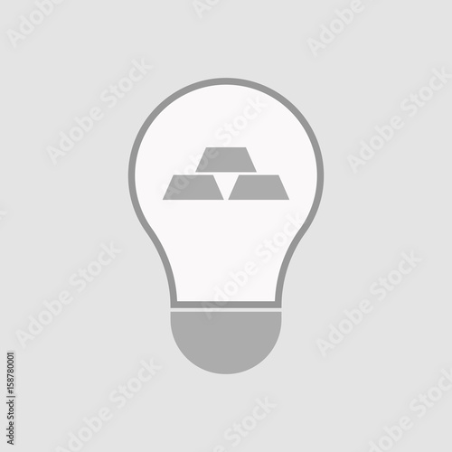 Isolated light bulb with three gold bullions