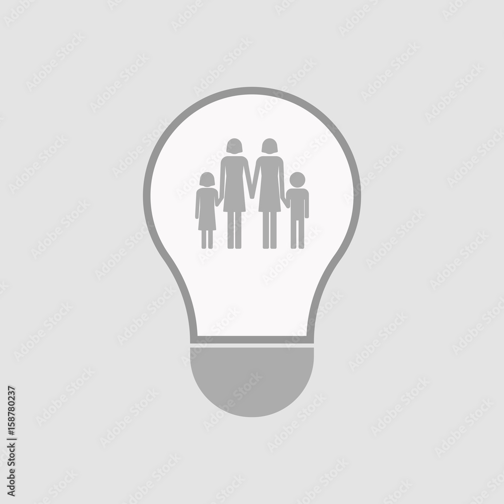 Isolated light bulb with a lesbian parents family pictogram Isolated light bulb with a lesbian parents family pictogram