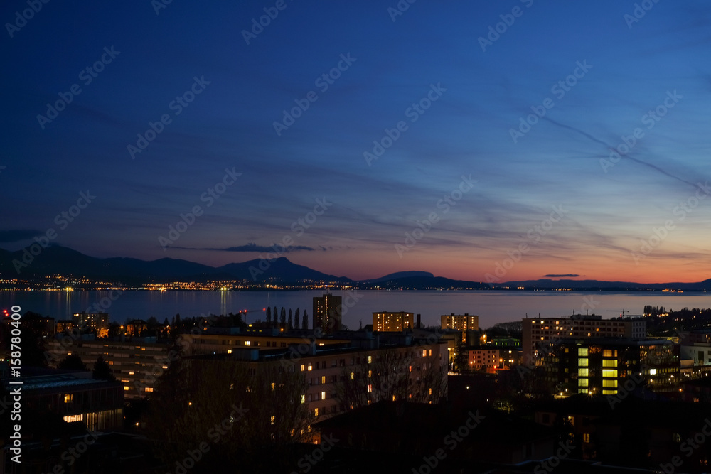 Obraz premium Sunset over Lake Geneva