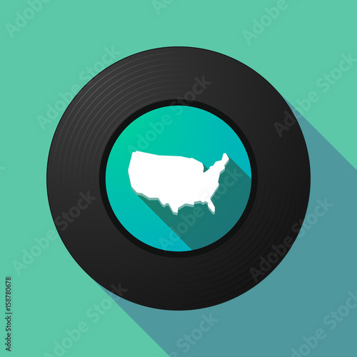 Long shadow music disc with  a map of the USA