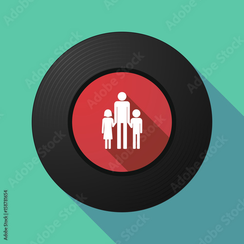 Long shadow music disc with a male single parent family pictogram