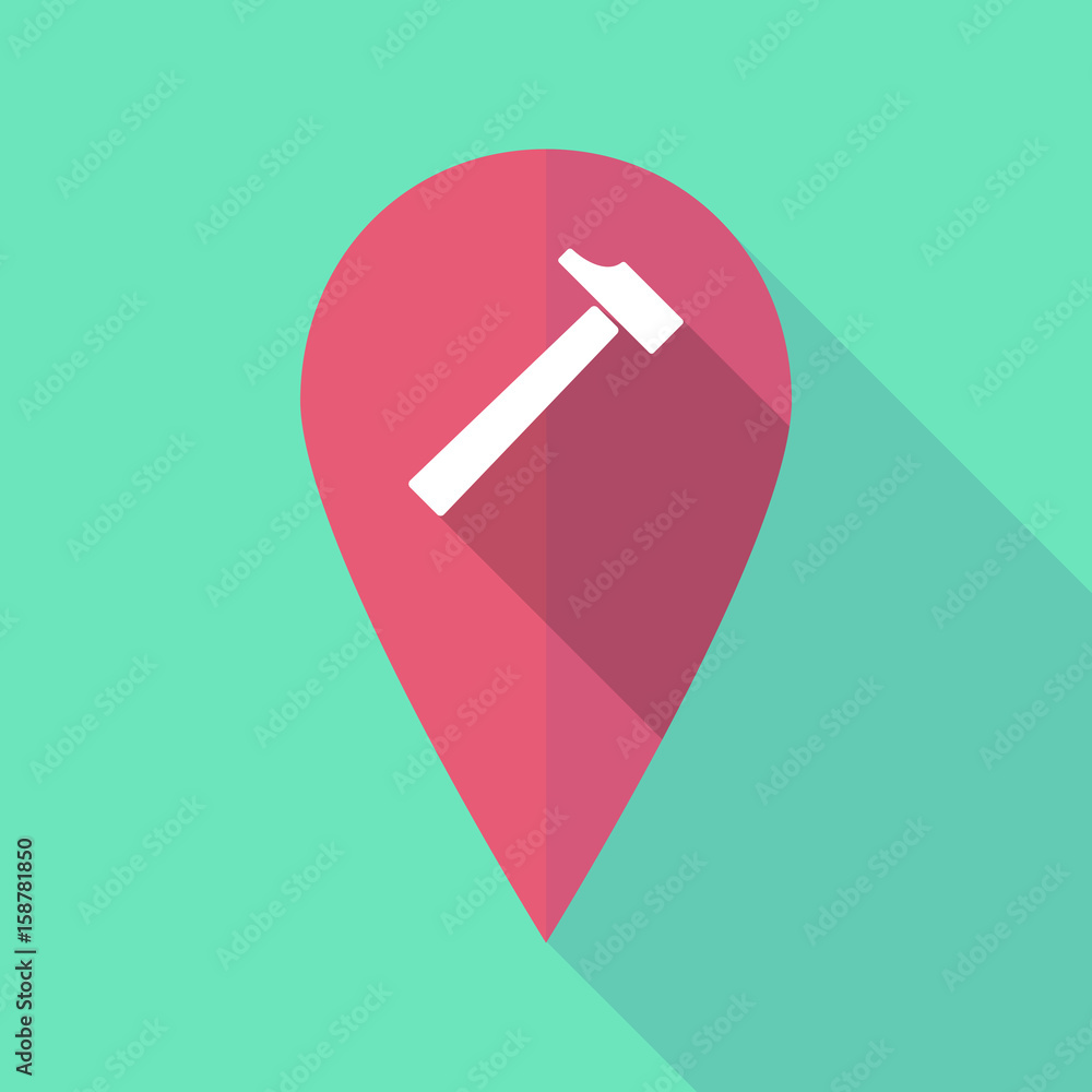 Long shadow map mark with a hammer