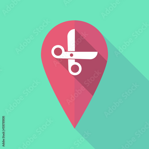 Long shadow map mark with a scissors