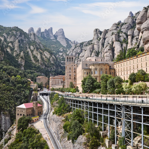 Barcelona, Spain Montserrat Monastery, Santa Maria de Montserrat is a Benedictine abbey located on the mountain of Montserrat nearby from Barcelona.