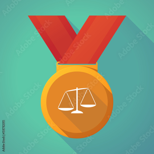 Long shadow medal with  an unbalanced weight scale
