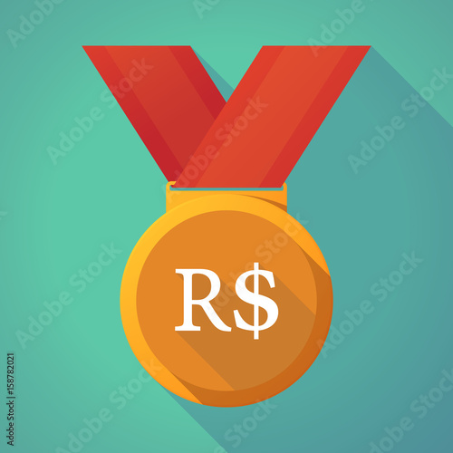 Long shadow medal with a brazillian real currency sign