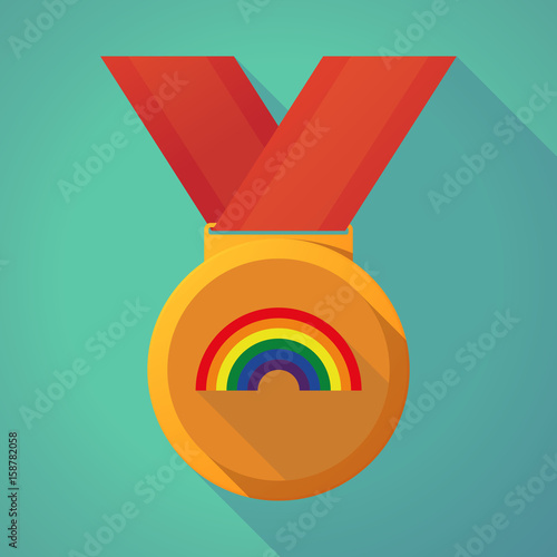 Long shadow medal with a rainbow