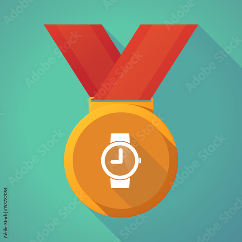 Long shadow medal with a wrist watch