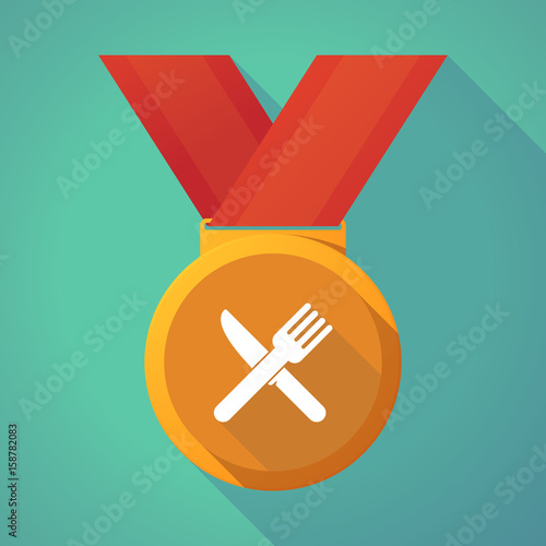 Long shadow medal with a knife and a fork