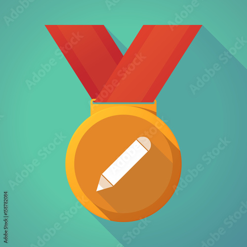 Long shadow medal with a pencil