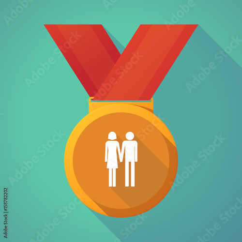 Long shadow medal with a heterosexual couple pictogram
