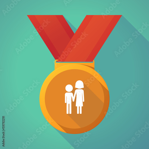 Long shadow medal with a childhood pictogram